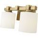 None 2 Light 14 inch Vintage Brass Bathroom Vanity Light Wall Light